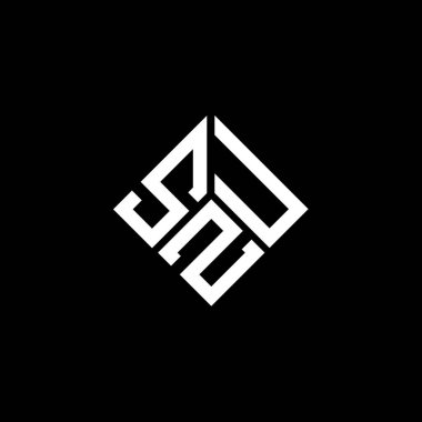 Siyah arka planda SZU harf logosu tasarımı. SZU yaratıcı harf logosu konsepti. SZU harf tasarımı.