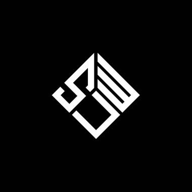 Siyah arka planda SUW harf logosu tasarımı. SUW yaratıcı harflerin baş harfleri logo kavramı. SUW harf tasarımı.