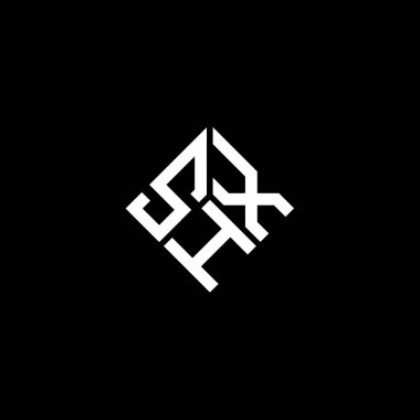 Siyah arkaplanda SHX harfi logo tasarımı. SHX yaratıcı harflerin baş harfleri logo kavramı. SHX harf tasarımı.
