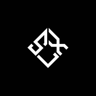 Siyah arkaplanda SLX harf logosu tasarımı. SLX yaratıcı harflerin baş harfleri logo kavramı. SLX harf tasarımı.