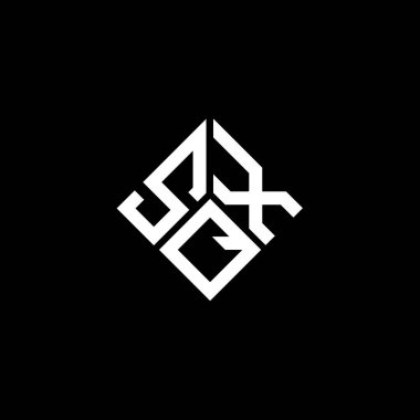 Siyah arkaplanda SQX harf logosu tasarımı. SQX yaratıcı harflerin baş harfleri logo kavramı. SQX harf tasarımı.