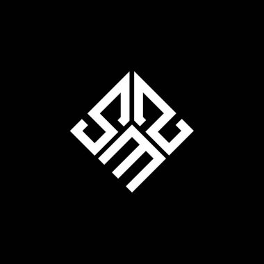 Siyah arkaplanda SMZ harf logosu tasarımı. SMZ yaratıcı harflerin baş harfleri logo kavramı. SMZ harf tasarımı.