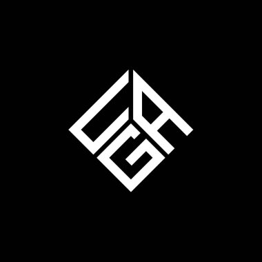 Siyah arka planda UGA harf logosu tasarımı. UGA yaratıcı harf logosu konsepti. UGA harf tasarımı.