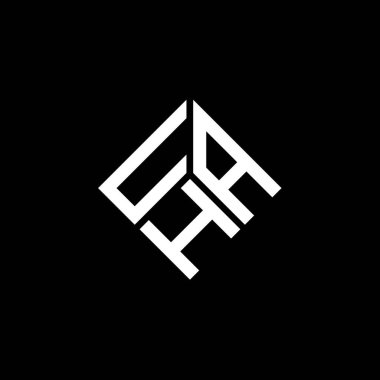 Siyah arka planda UHA harf logosu tasarımı. UHA yaratıcı harfler logosu konsepti. UHA harf tasarımı.