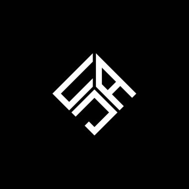 Siyah arka planda UJA harf logosu tasarımı. UJA yaratıcı harflerin baş harfleri logo kavramı. UJA harf tasarımı.