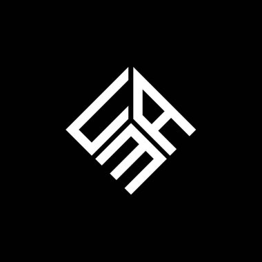 Siyah arka planda UMA harfi logo tasarımı. UMA yaratıcı harflerin baş harfleri logo kavramı. UMA harf tasarımı.