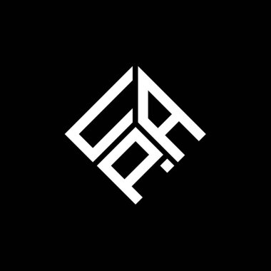 Siyah arka planda UPA harf logosu tasarımı. UPA yaratıcı harflerin baş harfleri logo kavramı. UPA harf tasarımı.