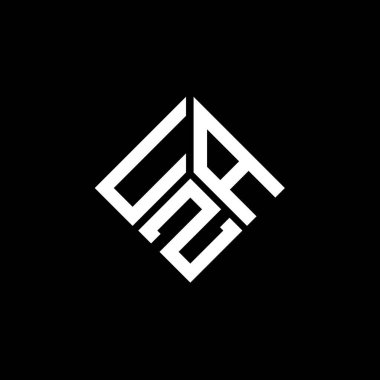 Siyah arka planda UZA harf logosu tasarımı. UZA yaratıcı harfler logosu konsepti. UZA harf tasarımı.