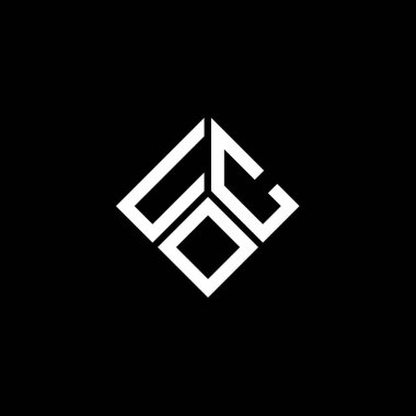 Siyah arka planda UOC harf logosu tasarımı. UOC yaratıcı harflerin baş harfleri logo kavramı. UOC harf tasarımı.