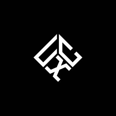 Siyah arkaplanda UXC harf logosu tasarımı. UXC yaratıcı harflerin baş harfleri logo kavramı. UXC harf tasarımı.