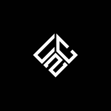 Siyah arkaplanda UZC harf logosu tasarımı. UZC yaratıcı harflerin baş harfleri logo kavramı. UZC harf tasarımı.