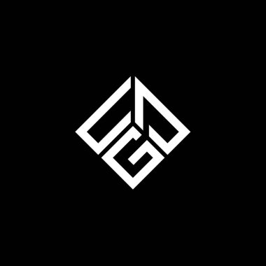 Siyah arkaplanda UGD harf logosu tasarımı. UGD yaratıcı harflerin baş harfleri logo kavramı. UGD harf tasarımı.