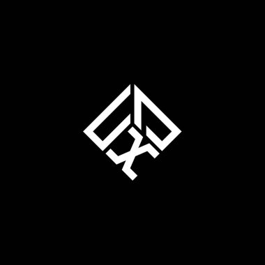 Siyah arkaplanda UXD harf logosu tasarımı. UXD yaratıcı harflerin baş harfleri logo kavramı. UXD harf tasarımı.