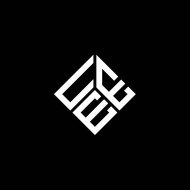 Siyah arka planda UEE harf logosu tasarımı. UEE yaratıcı harf logosu konsepti. UEE harf tasarımı.
