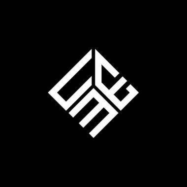 Siyah arkaplanda UME harf logosu tasarımı. Yaratıcı harflerin baş harfleri logo konsepti. UME harf tasarımı.