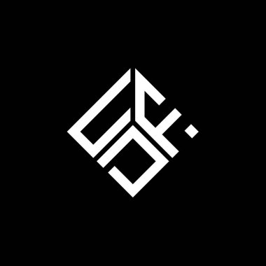 Siyah arkaplanda UDF harf logosu tasarımı. UDF yaratıcı harflerin baş harfleri logo kavramı. UDF harf tasarımı.