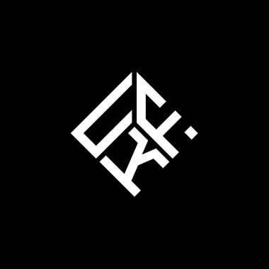 Siyah arkaplanda UKF harf logosu tasarımı. UKF yaratıcı harflerin baş harfleri logo kavramı. UKF harf tasarımı.