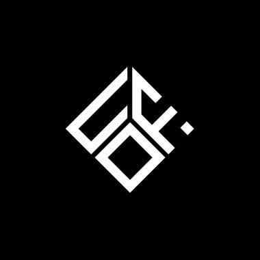 Siyah arkaplanda UOF harf logosu tasarımı. Yaratıcı harflerin baş harfleri logo konsepti. UOF harf tasarımı.