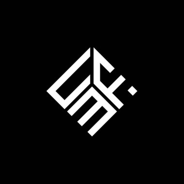 Siyah arkaplanda UMF harf logosu tasarımı. UMF yaratıcı harflerin baş harfleri logo kavramı. UMF harf tasarımı.
