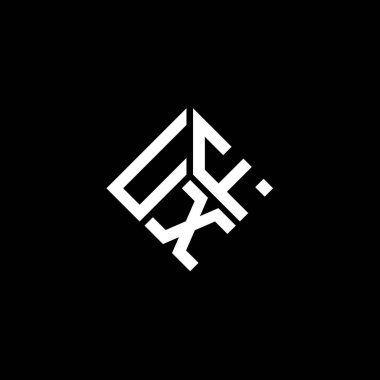 Siyah arkaplanda UXF harf logosu tasarımı. UXF yaratıcı harflerin baş harfleri logo kavramı. UXF harf tasarımı.