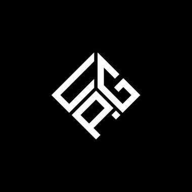 Siyah arkaplanda UPG harf logosu tasarımı. UPG yaratıcı harflerin baş harfleri logo kavramı. UPG harf tasarımı.