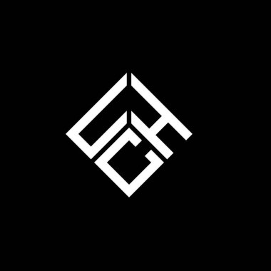 Siyah arka planda UCH harf logosu tasarımı. Yaratıcı harflerin baş harfleri logo konsepti. UCH harf tasarımı.