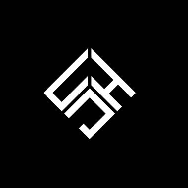 Siyah arka planda UJH harf logosu tasarımı. UJH yaratıcı harflerin baş harfleri logo kavramı. UJH harf tasarımı.