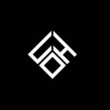 Siyah arka planda UOH harf logosu tasarımı. UOH yaratıcı harfler logosu konsepti. UOH harf tasarımı.