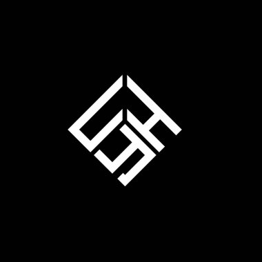 Siyah arka planda UYH harf logosu tasarımı. UYH yaratıcı harflerin baş harfleri logo kavramı. UYH harf tasarımı.