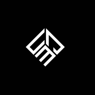 Siyah arka planda UMJ harf logosu tasarımı. UMJ yaratıcı harflerin baş harfleri logo kavramı. UMJ harf tasarımı.