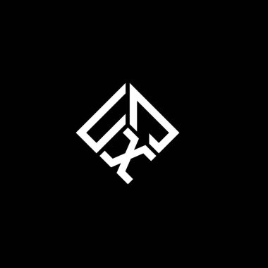 Siyah arka planda UXJ harf logosu tasarımı. UXJ yaratıcı harflerin baş harfleri logo kavramı. UXJ harf tasarımı.