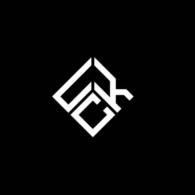 UCK harf logo tasarımı siyah arka planda. UCK yaratıcı harfler logosu konsepti. UCK harf tasarımı.