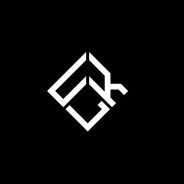 Siyah arkaplanda ULK harf logosu tasarımı. ULK yaratıcı harflerin baş harfleri logo kavramı. ULK harf tasarımı.