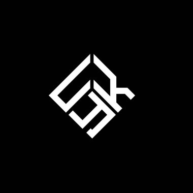 Siyah arka planda UYK harf logosu tasarımı. UYK yaratıcı harflerin baş harfleri logo kavramı. UYK harf tasarımı.