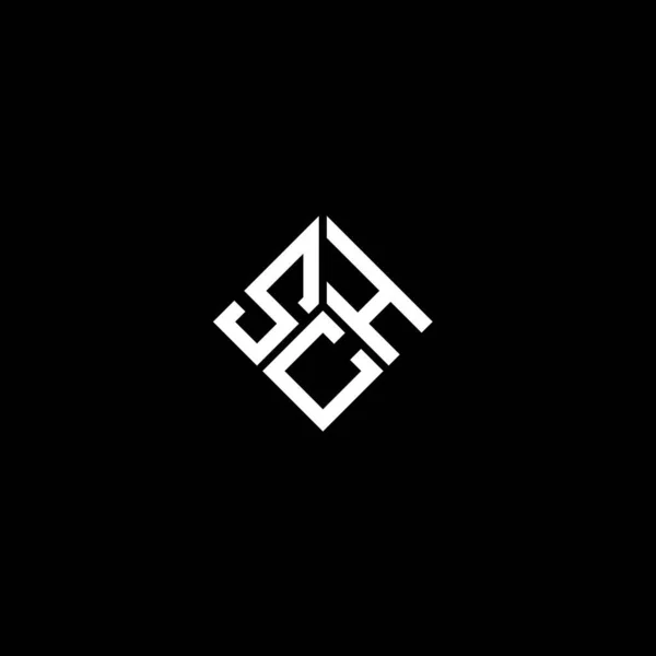 Σχεδιασμός Λογότυπου Επιστολής Sch Μαύρο Φόντο Sch Δημιουργική Αρχικά Έννοια — Διανυσματικό Αρχείο