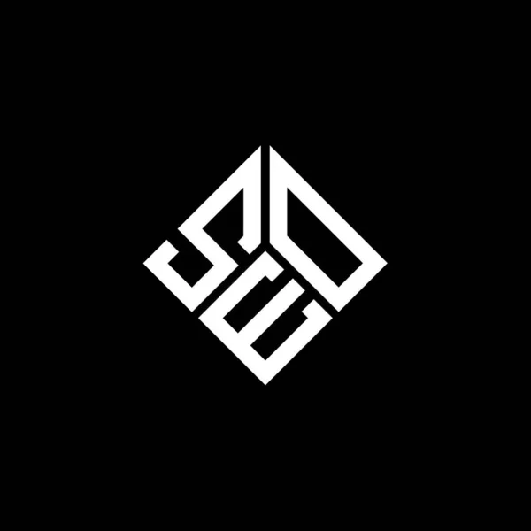 Seo Lettera Logo Design Sfondo Nero Seo Creativo Iniziali Lettera — Vettoriale Stock
