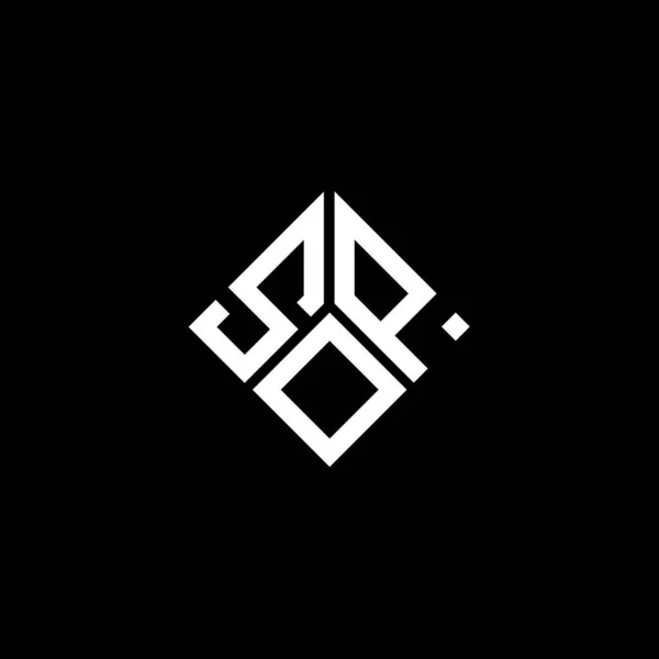黒の背景にSopの文字のロゴデザイン Sopクリエイティブイニシャルレターロゴコンセプト Sop文字デザイン — ストックベクタ