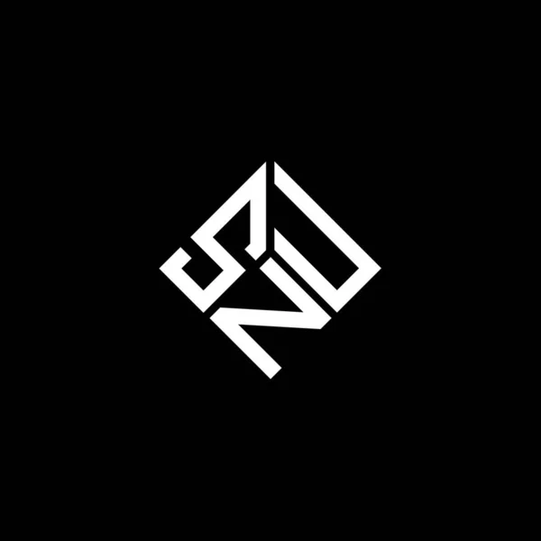 Design Logotipo Letra Snu Fundo Preto Snu Iniciais Criativas Conceito — Vetor de Stock