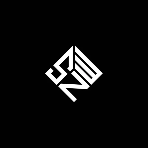 Design Logotipo Snw Carta Fundo Preto Snw Iniciais Criativas Conceito — Vetor de Stock