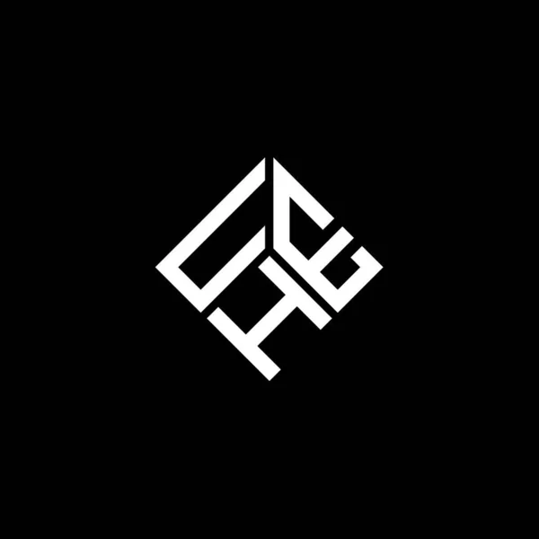 Diseño Del Logotipo Letra Uhe Sobre Fondo Negro Uhe Iniciales — Vector de stock