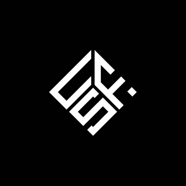 Diseño Del Logotipo Carta Usf Sobre Fondo Negro Usf Iniciales — Vector de stock