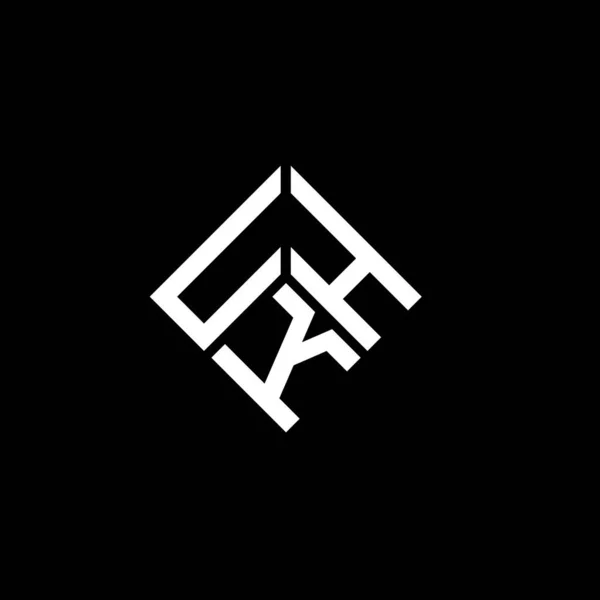 Disegno Del Logo Della Lettera Ukh Sfondo Nero Ukh Creativo — Vettoriale Stock