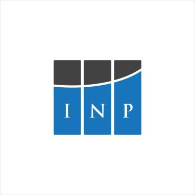 Beyazların arka planında INP harfi logo tasarımı. INP yaratıcı harf logosu konsepti. INP harf tasarımı.