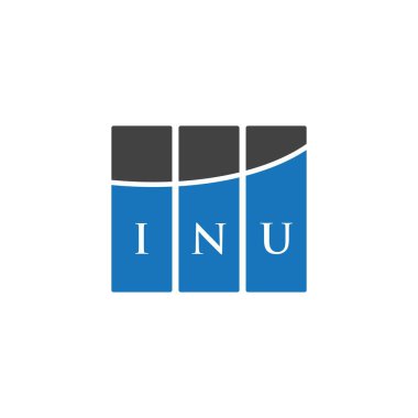 Beyazların arka planında INU mektup logosu tasarımı. INU yaratıcı harf logosu konsepti. INU harf tasarımı.