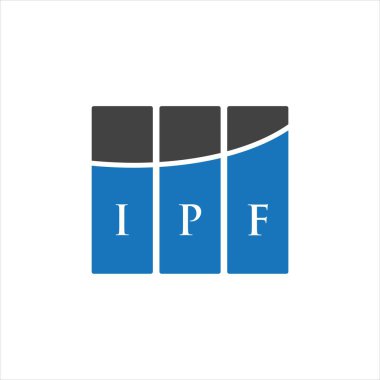 Beyaz arka planda IPF harf logosu tasarımı. IPF yaratıcı harflerin baş harfleri logo kavramı. IPF harf tasarımı.