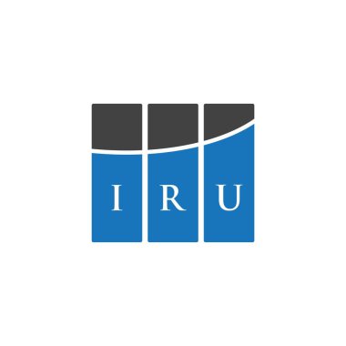 IRU 'nun beyaz arka planda harf logosu tasarımı. IRU yaratıcı harf logosu konsepti. IRU harf tasarımı.