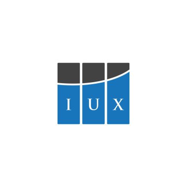 Beyazların arka planında IUX harf logosu tasarımı. IUX yaratıcı harflerin baş harfleri logo kavramı. IUX harf tasarımı.