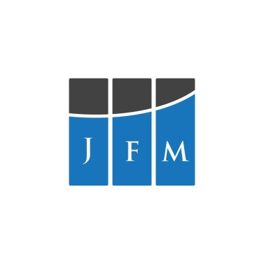 Beyaz arka planda JFM harf logosu tasarımı. JFM yaratıcı harflerin baş harfleri logo kavramı. JFM harf tasarımı.