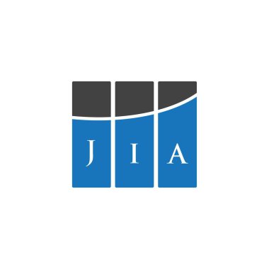 Beyazların arka planında JIA harf logosu tasarımı. JIA yaratıcı harf logosu konsepti. JIA harf tasarımı.