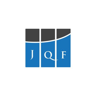 Beyaz arka planda JQF harf logosu tasarımı. JQF yaratıcı harflerin baş harfleri logo kavramı. JQF harf tasarımı.
